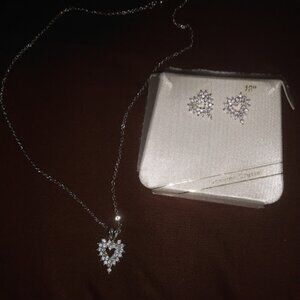 Roman Crystal heart pendant 18" necklace with matching pushback earrings.